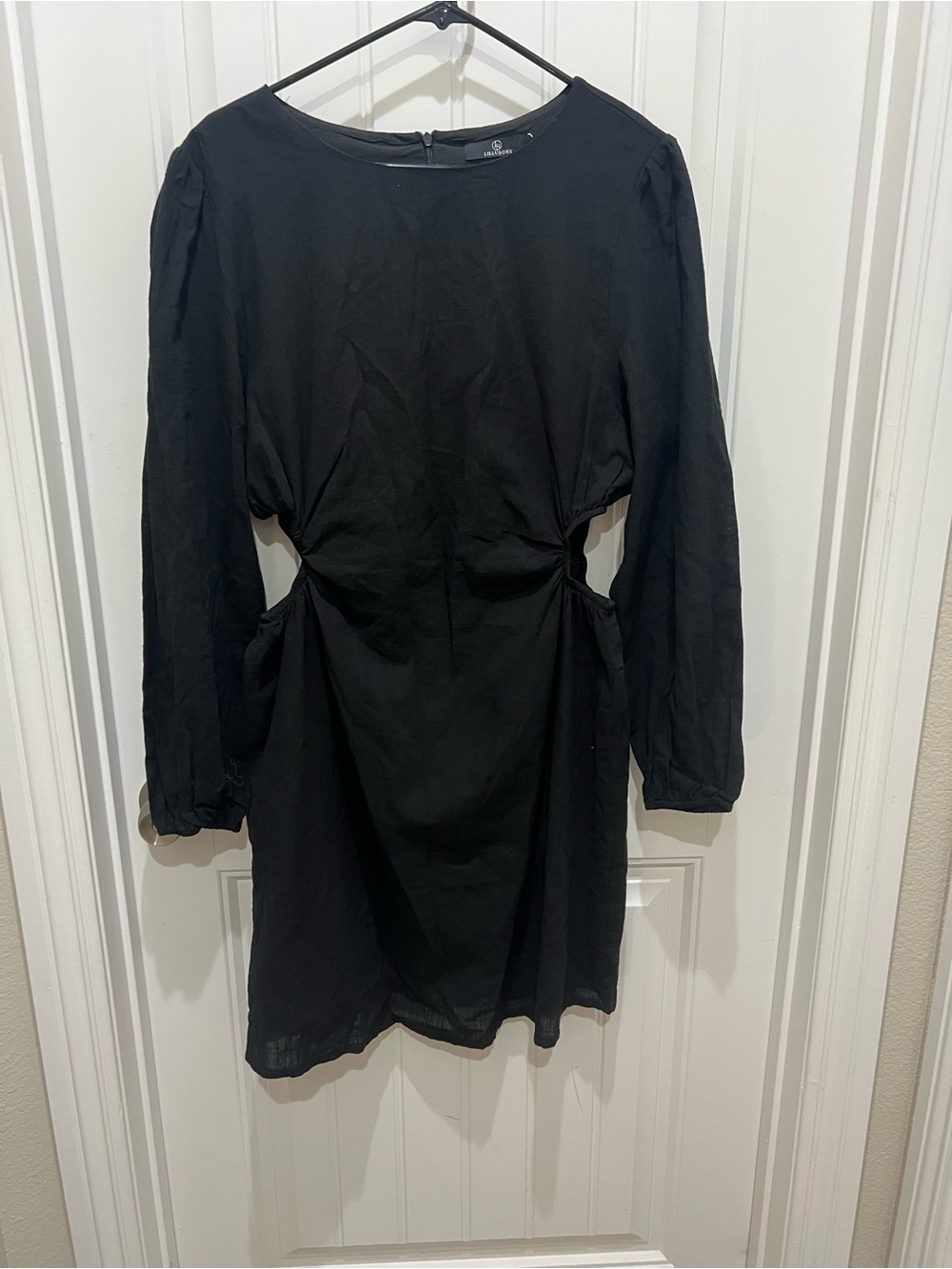 Women's Black Long-Sleeve Cutout Mini Dress